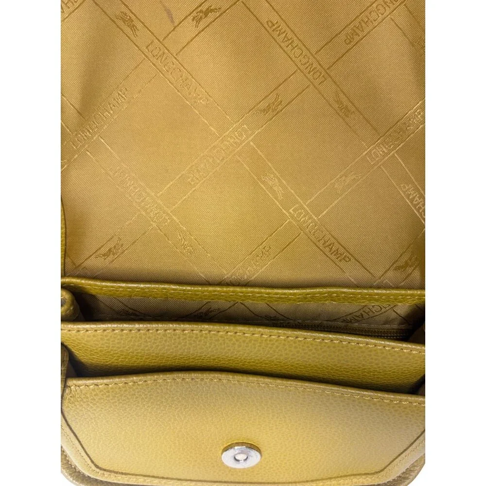 Longchamp Le Foulonné Mimosa Yellow Leather Crossbody Bag Adjustable Strap - Picture 9 of 16